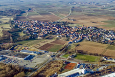 Luftbild von Ortsansicht von Süden, Gewerbegebiet in Rohrbach im Bundesland Rheinland-Pfalz, Deutschland