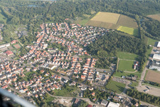 Drusenheim im Bundesland Bas-Rhin, Frankreich vom Flugzeug aus